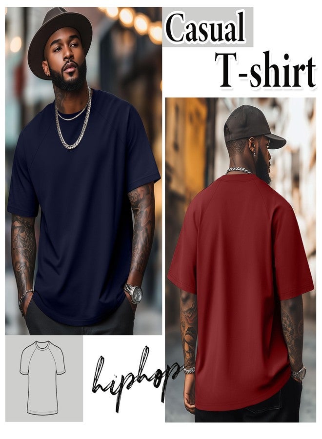 Evervibe 4 Pack Men's Big & Tall Short Sleeve Tees, Crew Neck Shirts Moisture Wicking Gym Casual Tops Multipack(Claret, Navy, White, Black,4X-Large) - Image 3